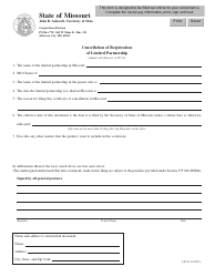 Form LP-78 &quot;Cancellation of Registration of Limited Partnership&quot; - Missouri