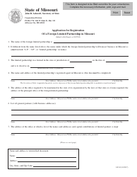Document preview: Form LP-42 Application for Registration of a Foreign Limited Partnership in Missouri - Missouri