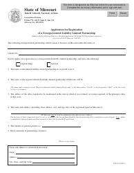 Document preview: Form LP-25 Application for Registration of a Foreign Limited Liability Limited Partnership - Missouri