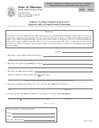 Document preview: Form LLP-9 Certificate of Change of Registered Agent and/or Registered Office of Limited Liability Partnership - Missouri