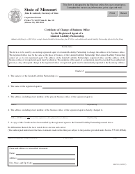 Document preview: Form LLP-10 Certificate of Change of Business Office by the Registered Agent of a Limited Liability Partnership - Missouri