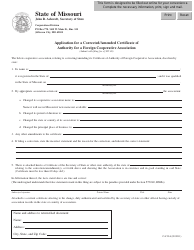 Document preview: Form CA52A Application for a Corrected/Amended Certificate of Authority for a Foreign Cooperative Association - Missouri