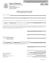 Form TMSM40 Certificate of Change of Owner&#039;s Name for Trademarks and Service Marks - Missouri, Page 2