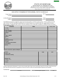 Document preview: Form 105 Architect/Engineer Personnel Rate Schedule - Montana