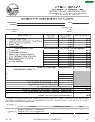 Document preview: Form 108 Architect/Engineer Request for Payment - Montana