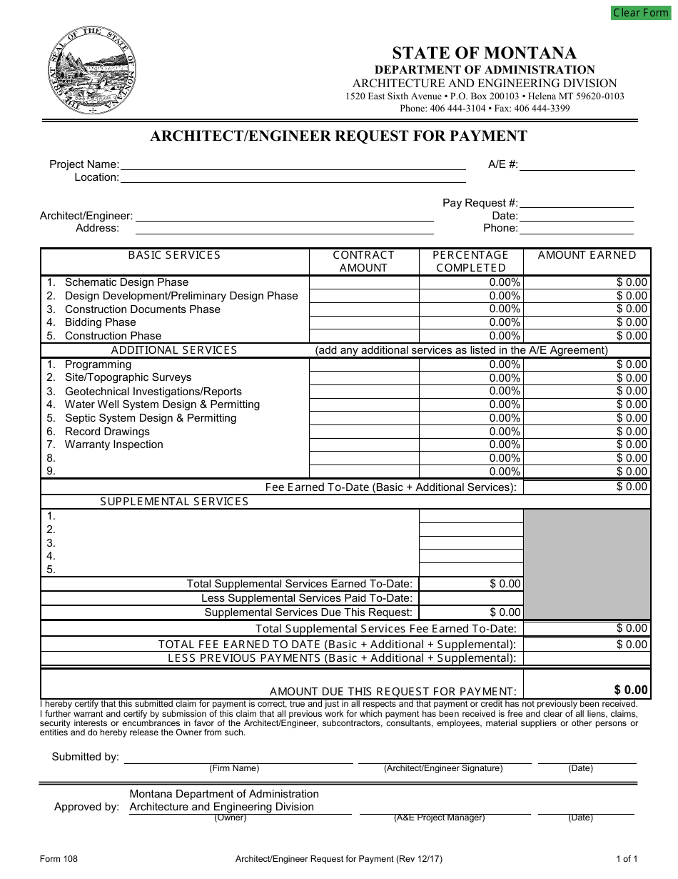 form-108-download-fillable-pdf-or-fill-online-architect-engineer-request-for-payment-montana