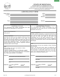 Document preview: Form 116 Lien Release Form - Montana