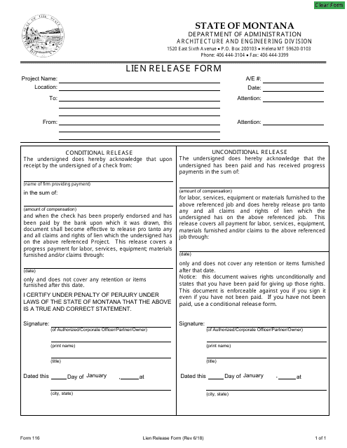 Form 116  Printable Pdf