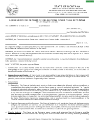 Document preview: Form 120 Agreement for Deposit of Obligations Other Than Retainage - Montana