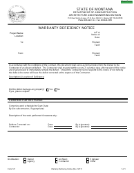 Document preview: Form 121 Warranty Deficiency Notice - Montana