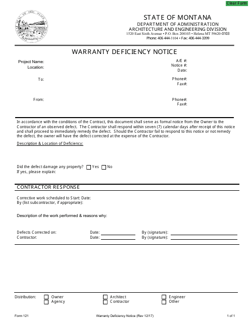 Form 121  Printable Pdf