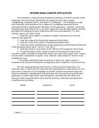 Interim Bank Charter Application - Montana