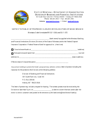 Document preview: Notice to Public of Proposed Closure or Relocation of Bank Branch - Montana