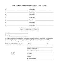 Application for a Certificate of Authorization to Organize a New Montana Credit Union - Montana, Page 3