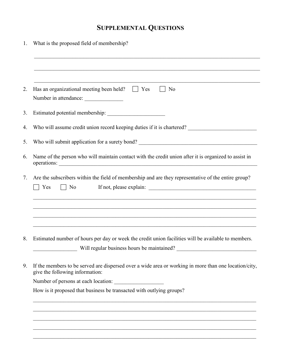 Application for a Certificate of Authorization to Organize a New Montana Credit Union - Montana, Page 4