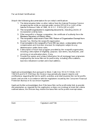 Bona Fide Not-For-Profit Certification Form - Montana, Page 2