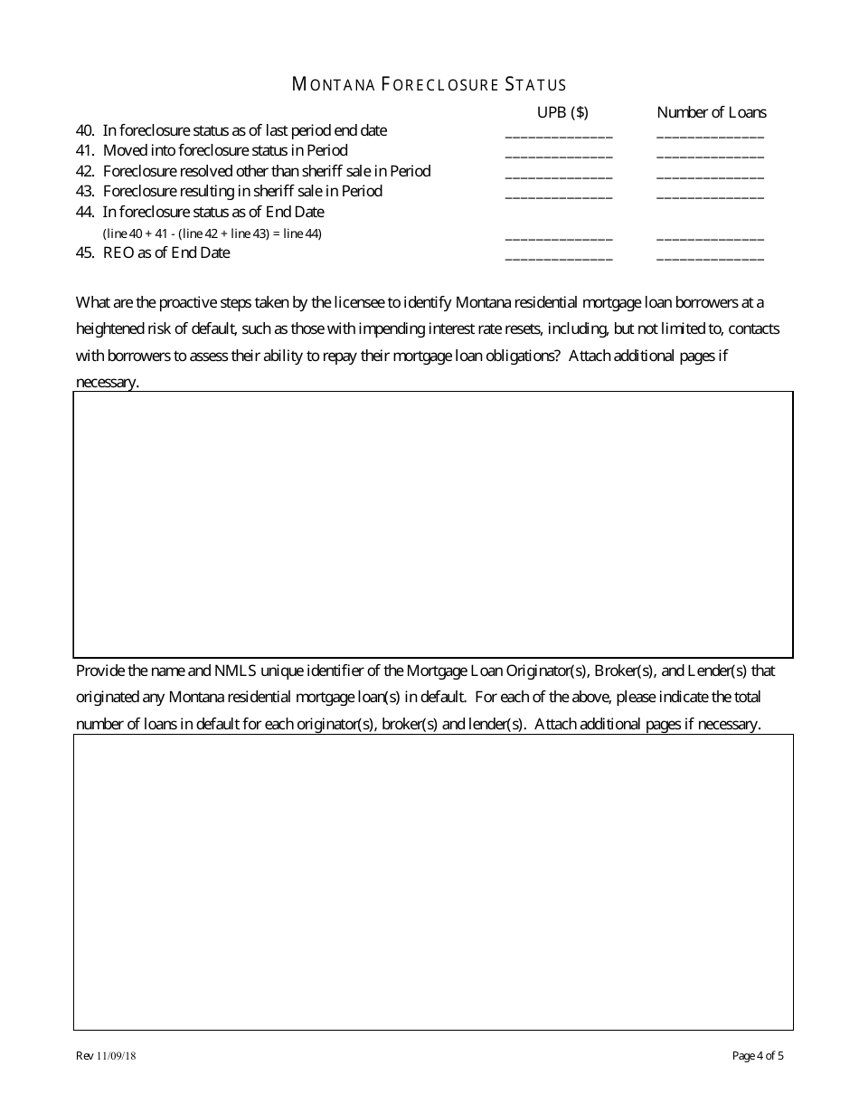 Quarterly Statement of Montana Mortgage Servicing Activity - Montana, Page 4