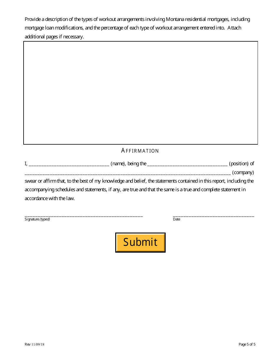 Quarterly Statement of Montana Mortgage Servicing Activity - Montana, Page 5