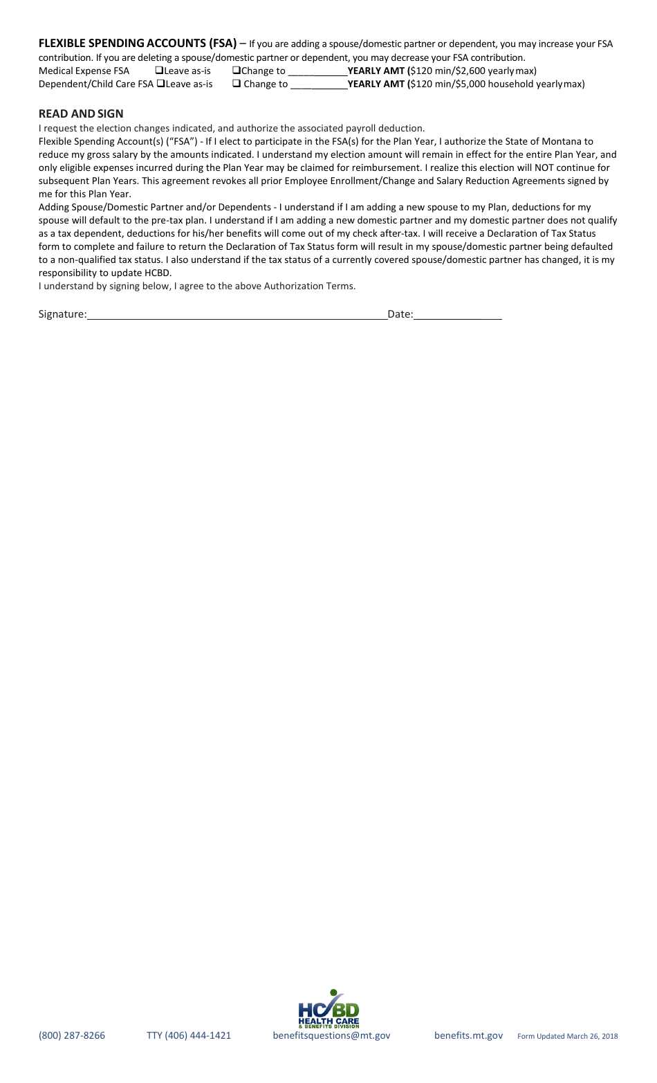 Mid-year Change Form - Montana, Page 3