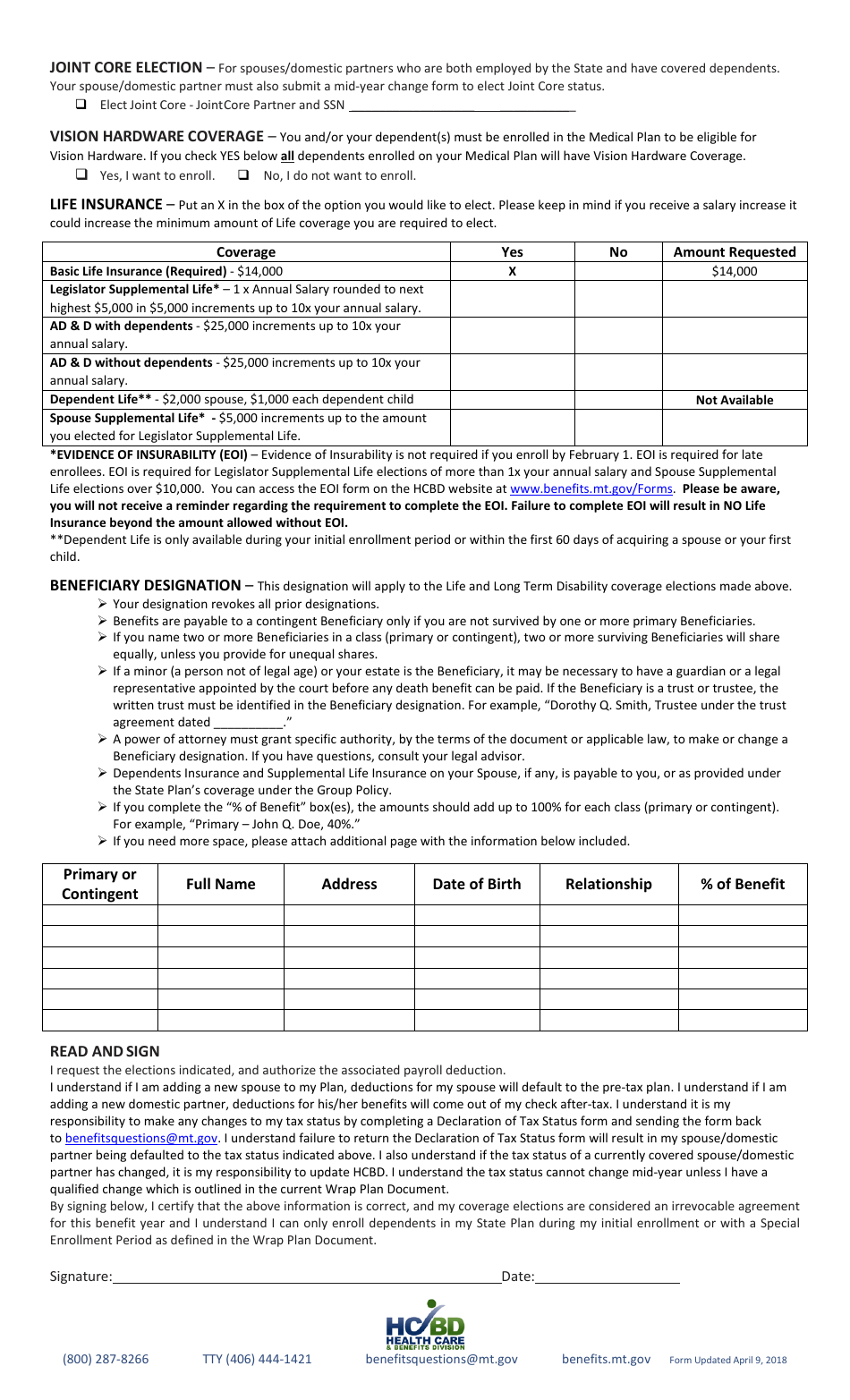 New Legislator Enrollment Form - Montana, Page 2