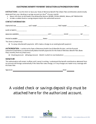 Electronic Benefit Payment Deduction Authorization Form - Montana