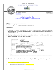 Document preview: Authorization for the Release of Confidential Information - Montana