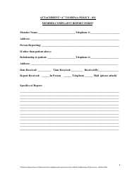 Attachment &quot;a&quot; to HIPAA Policy - 011 - Member Complaint Report Form - Montana