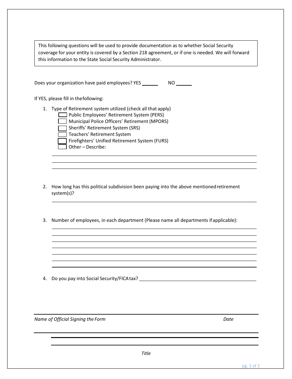 Local Government Entity Information Form - Montana, Page 3
