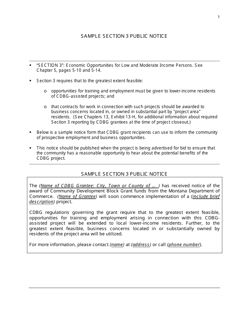 Sample Section 3 Public Notice - Montana, Page 1