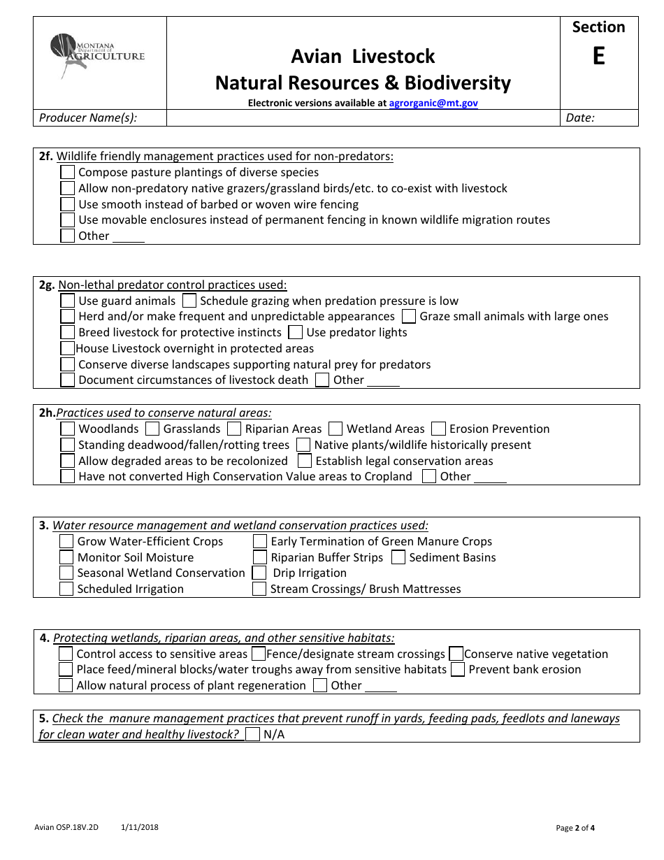 Avian Production Operation Profile - Montana, Page 10