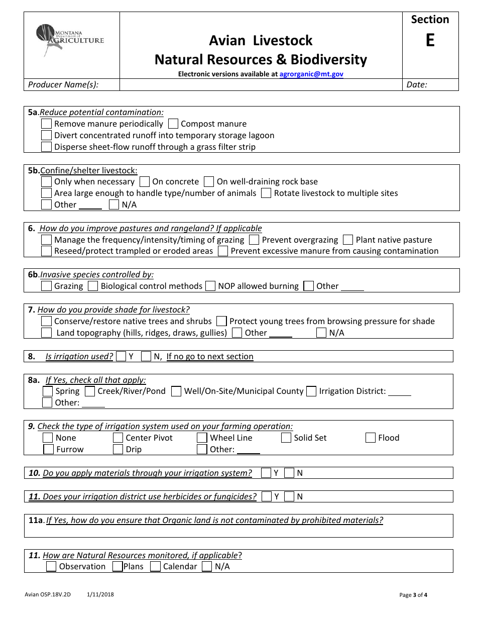 Avian Production Operation Profile - Montana, Page 11