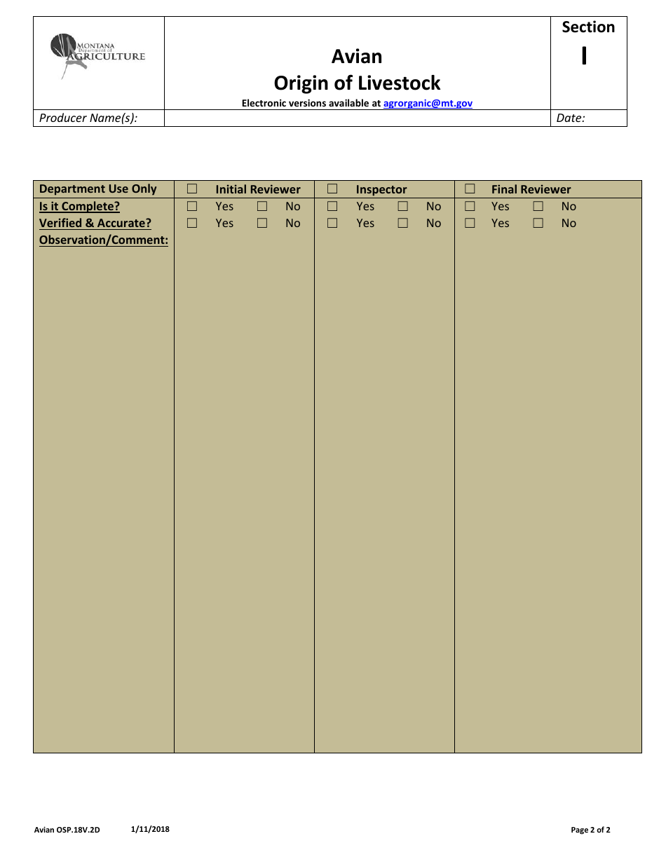 Avian Production Operation Profile - Montana, Page 19