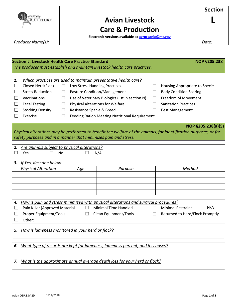 Avian Production Operation Profile - Montana, Page 25