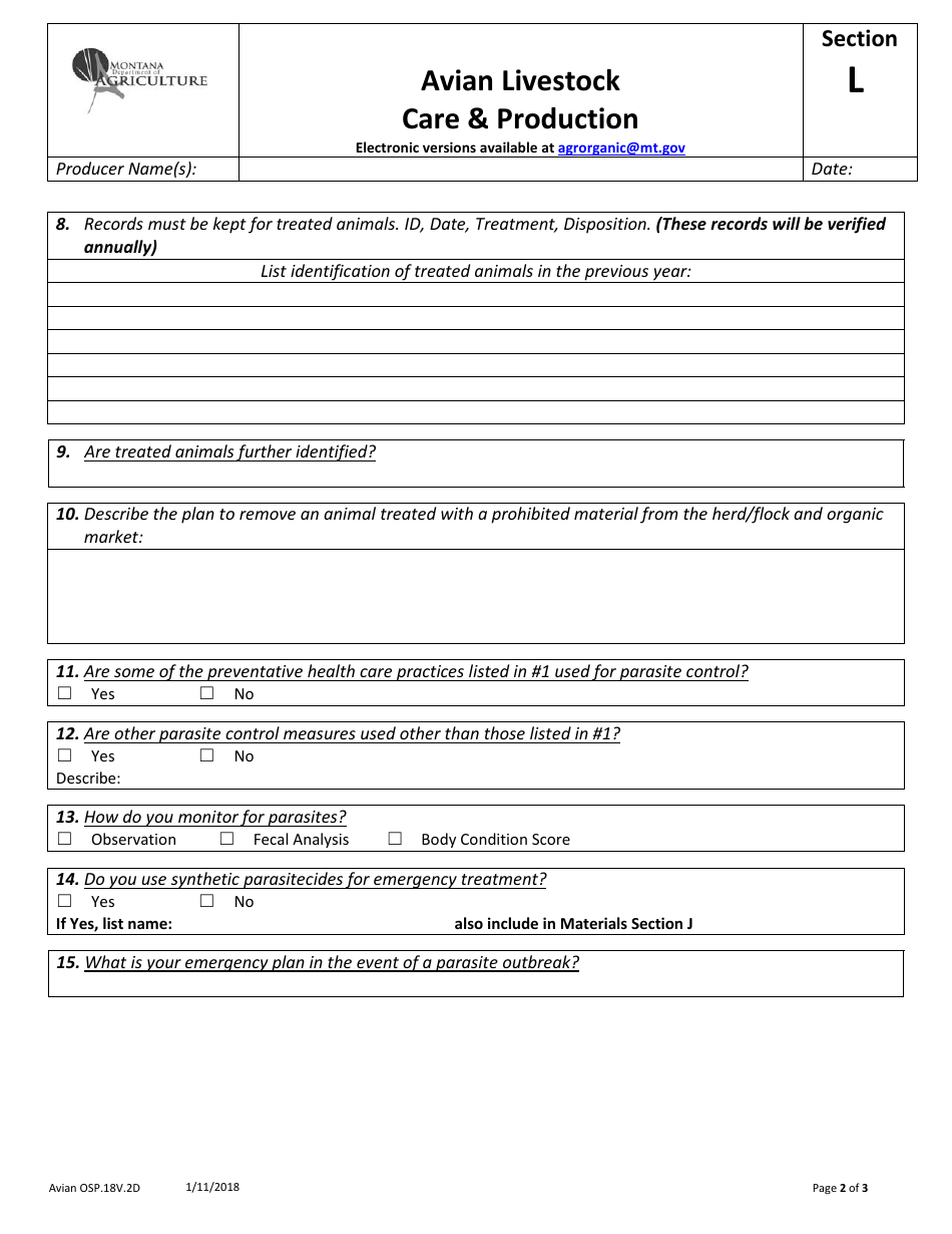 Avian Production Operation Profile - Montana, Page 26