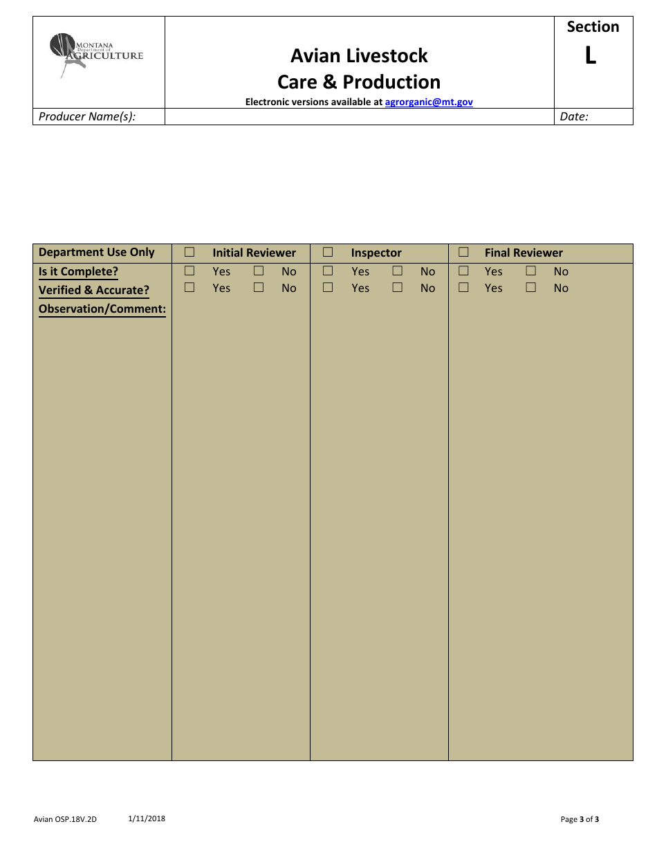 Avian Production Operation Profile - Montana, Page 27