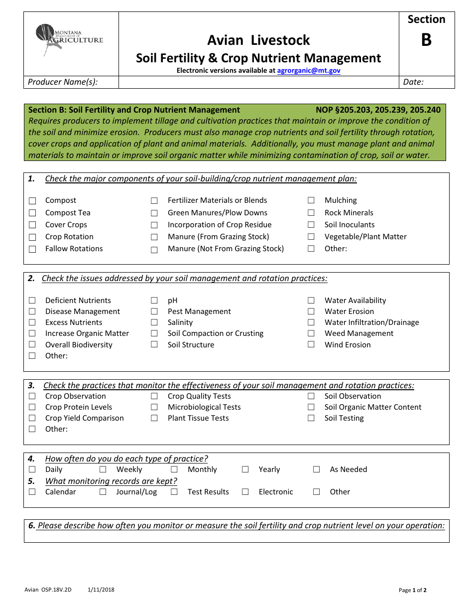 Avian Production Operation Profile - Montana, Page 3