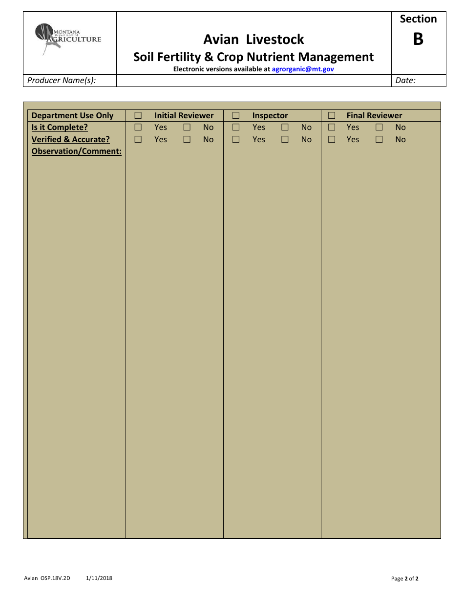 Avian Production Operation Profile - Montana, Page 4