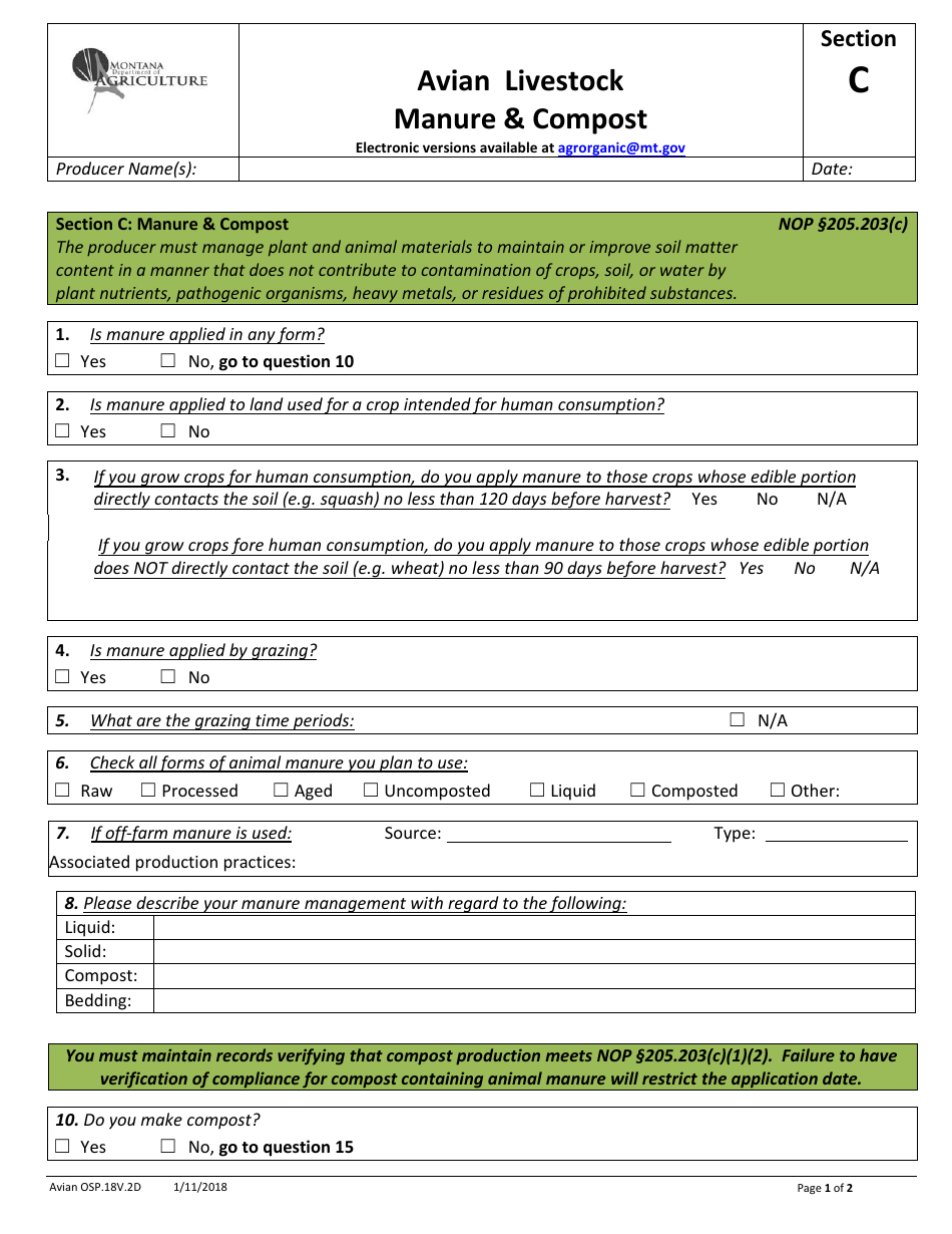 Avian Production Operation Profile - Montana, Page 5