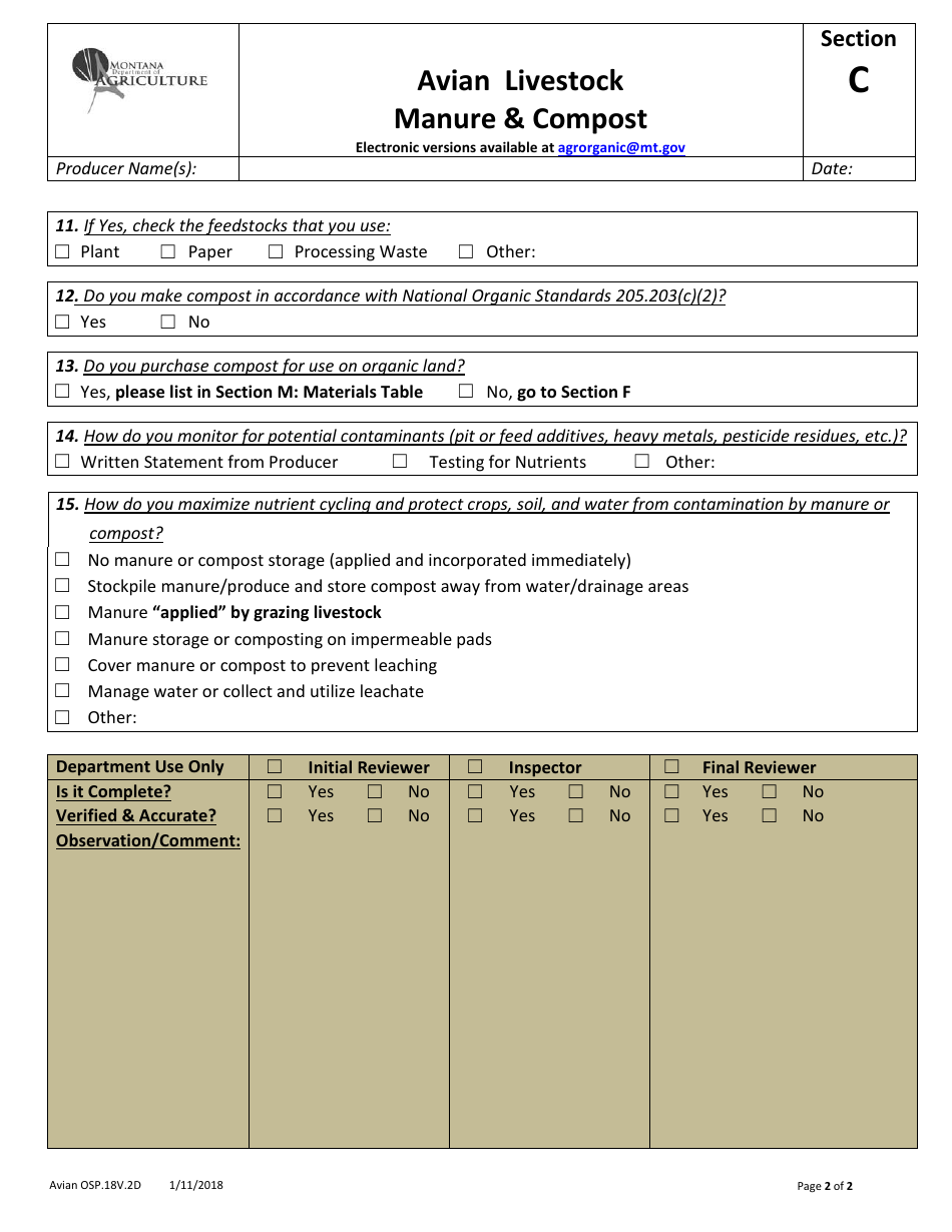 Avian Production Operation Profile - Montana, Page 6