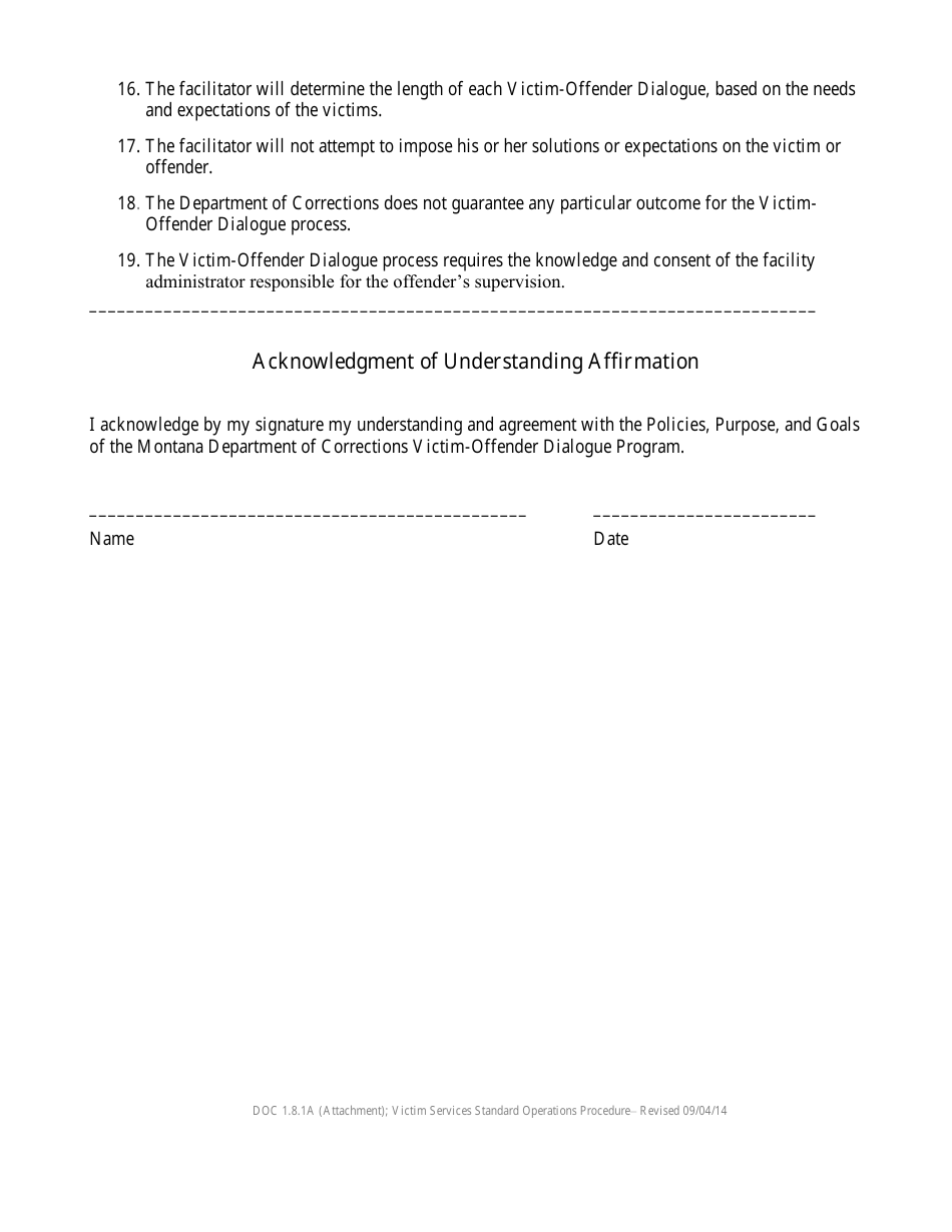 Form DOC1.8.1A Acknowledgment of Understanding - Montana, Page 3
