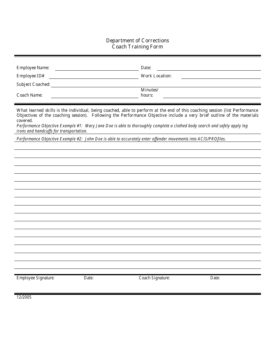 Coach Training Form - Montana, Page 1