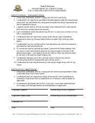 Form DOC1.2.18 &quot;Fuel Card Use Employee Agreement&quot; - Montana