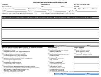 Document preview: Employee/Supervisor Incident/Accident Report Form - Montana