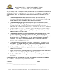 &quot;HIPAA Confidentiality Agreement Form&quot; - Montana
