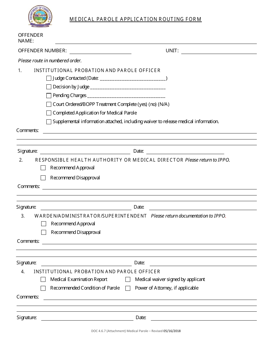 Montana Medical Parole Application Routing Form - Fill Out, Sign Online ...