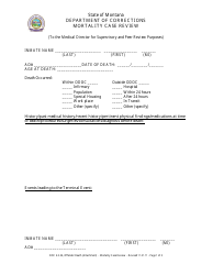 Mortality Case Review Form - Montana