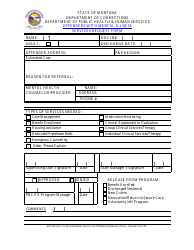 Document preview: Offenders With Mental Illness Services Request Form - Montana