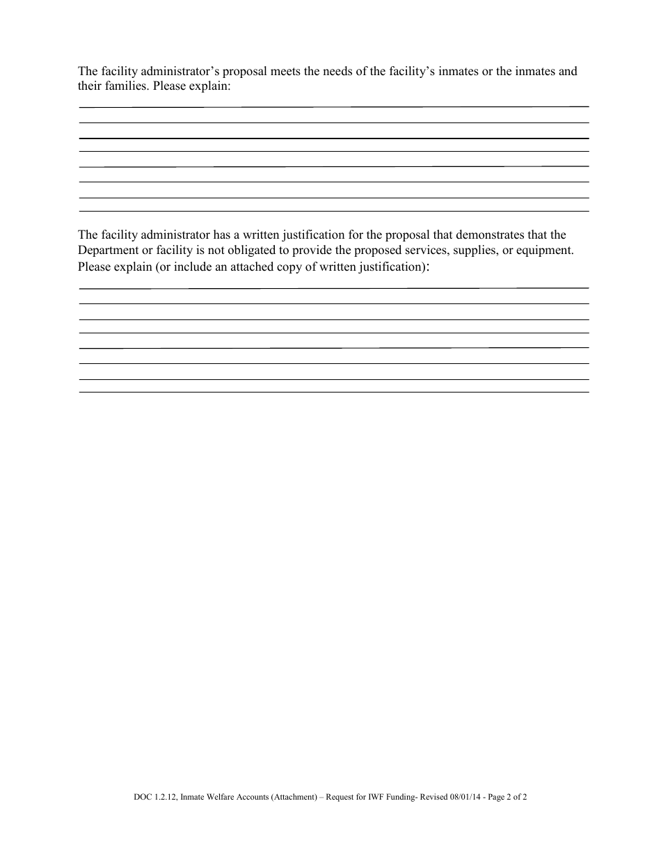 Request for Iwf Funding - Montana, Page 2