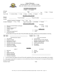 Document preview: Use of Force Evaluation Report Form - Montana