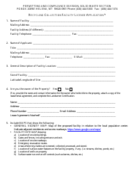 Recycling Collection Facility License Application Form - Montana